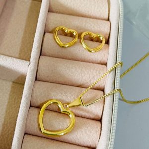 CONJUNTO CORACAO LISO VAZ. BANHO DOURADO