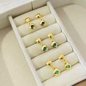 BRINCO PEND. ACESS. CM PEDRA BANHO DOURADO