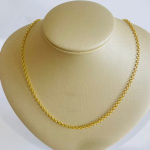 GARGANTILHA ELO PORTUGUES P3.2 45CM BANHO DOURADO