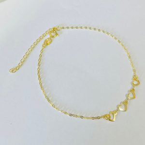 TORNOZELEIRA CORACOES VAZ. BANHO DOURADO