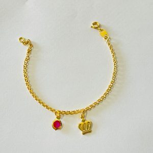 PULSEIRA INF. C/ PEND. COROA BANHO DOURADO