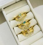 ANEL TRES FILEIRAS VAZ BANHO DOURADO