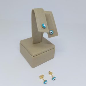 BRINCO OLHO GREGO REDONDO 5MM BANHO DOURADO