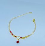 PULSEIRA ZIRC E CORACOES BANHO DOURADO