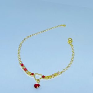 PULSEIRA ZIRC E CORACOES BANHO DOURADO