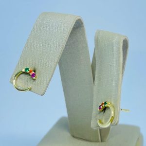 BRINCO TRES ZIRC. COLO. BANHO DOURADO