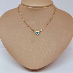 CHOKER OLHO GREGO E CORR CORACAO BANHO ROSE