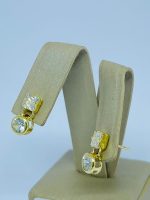 BRINCO DUAS ZIRC QUAD. E RED SM BANHO DOURADO