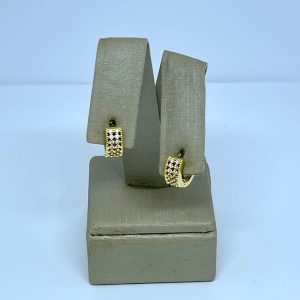 ARGOLA P DUAS FILEIRAS DOZE ZIRC. BANHO DOURADO