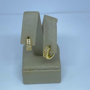 ARGOLA M DUAS FILEIRAS DEZESSEIS ZIRC. BANHO DOURADO