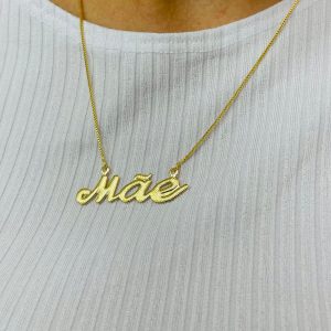 GARGANTILHA NOME MAE BANHO DOURADO