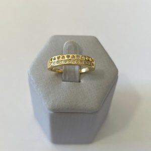 ANEL FILEIRA DE CORACOES SM VAZ CRAV BANHO DOURADO