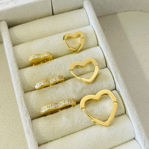 TRIO ARGOLA CORACOES CRAV. BANHO DOURADO