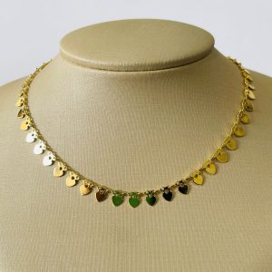 CHOKER CORACAO BANHO DOURADO
