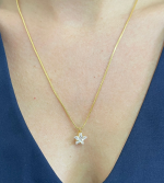 CORRENTE 45CM PIN ESTRELA ZIRC  BANHO DOURADO