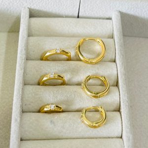 TRIO ARGOLA RED. UMA ZIRC. SM BANHO DOURADO