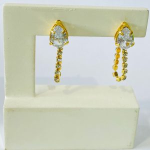 BRINCO ZIRC GOTA 7X10 BANHO DOURADO