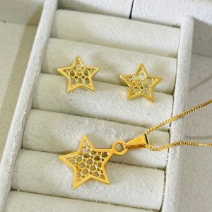 CONJUNTO FORM. ESTRELA VAZ. BANHO DOURADO