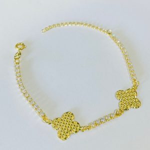PULSEIRA CORR ZIRC E TREVO BANHO DOURADO