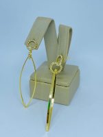 BRINCO CIRC.DE PEDRAS E PEND OVAL BANHO DOURADO