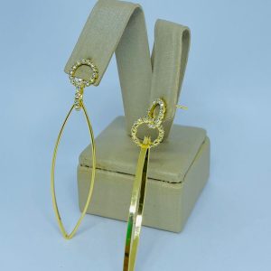 BRINCO CIRC.DE PEDRAS E PEND OVAL BANHO DOURADO