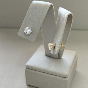 BRINCO SOLITARIO 5MM BANHO DOURADO