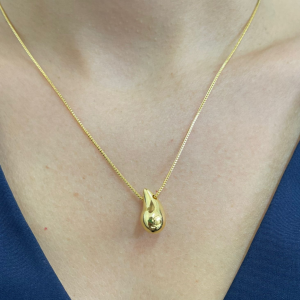 GARGANTILHA PING GOTA ABS 8MM BANHO DOURADO