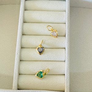 PINGENTE CORACAO ZIRC. BANHO DOURADO