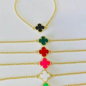 PULSEIRA 1 TREVO CORES BANHO DOURADO