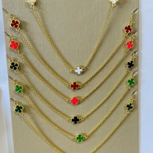 GARGANTILHA TREVO DE 4 FOLHAS BANHO DOURADO