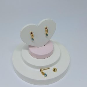 BRINCO BP SS6 COM PEDRINHA PENDURADO BANHO DOURADO