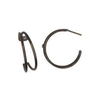 ARGOLA DOIS FIOS LISOS UMA PEDRA BRUTO