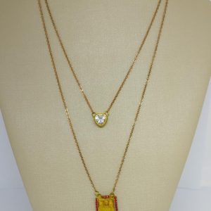 GARG DUPLA C/ MEDALHA E ZIRC CORACAO BRUTO