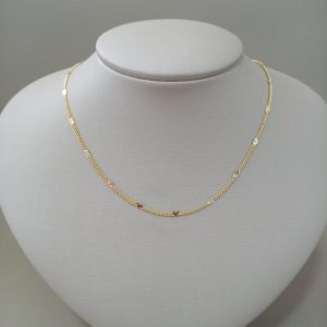 GARGANTILHA 45CM  CORACOES LISOS BANHO DOURADO