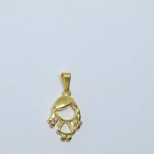 PINGENTE MENINA VAZ DUAS PEDRAS BANHO DOURADO