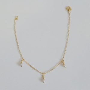 TORNOZELEIRA PEND. PEROLAS BANHO DOURADO