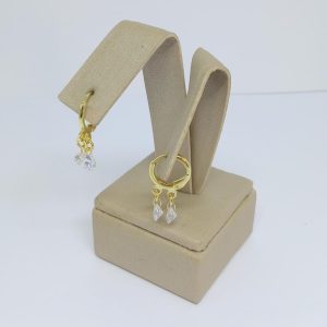 ARGOLA PEND. DUAS ZIRC. BANHO DOURADO