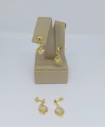 BRINCO BASE E PEND CORACAO  ZIRCONIA 6MM BANHO DOURADO