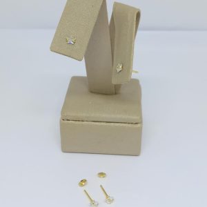 BRINCO BP ZIRC. ESTRELA TRES GARRAS BANHO DOURADO