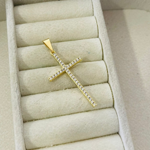 PINGENTE CRUCIFIXO CRAV. BANHO DOURADO