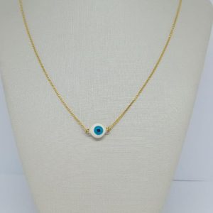 GARGANTILHA OLHO GREGO OVAL BANHO DOURADO