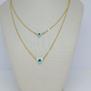 GARGANTILHA DUPLA DOIS OLHOS GREGO BANHO DOURADO