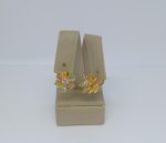 ARGOLA FLOR COLO. COM PONTAS BANHO DOURADO