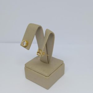 BRINCO DE FUND. ZIRC. RED. 6MM BANHO DOURADO