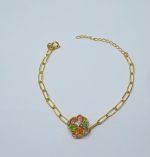 PULSEIRA FLOR COLORIDA BANHO DOURADO
