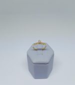 ANEL SOLITARIO CENTRO TRANCADO BANHO DOURADO