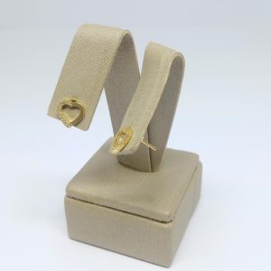 BRINCO CORACAO ZIRC. LATERIAS CRISTAL BANHO DOURADO