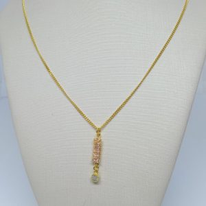 GARGANTILHA 45CM C/ PING. DE ZIRC. BANHO DOURADO