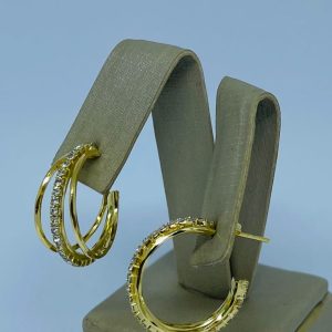 ARGOLA FIO LISO FILEIRA DE PEDRAS BANHO DOURADO