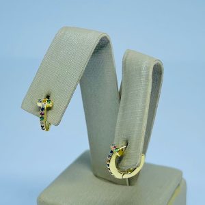 ARGOLA CRUCIFIXO COLO. BANHO DOURADO